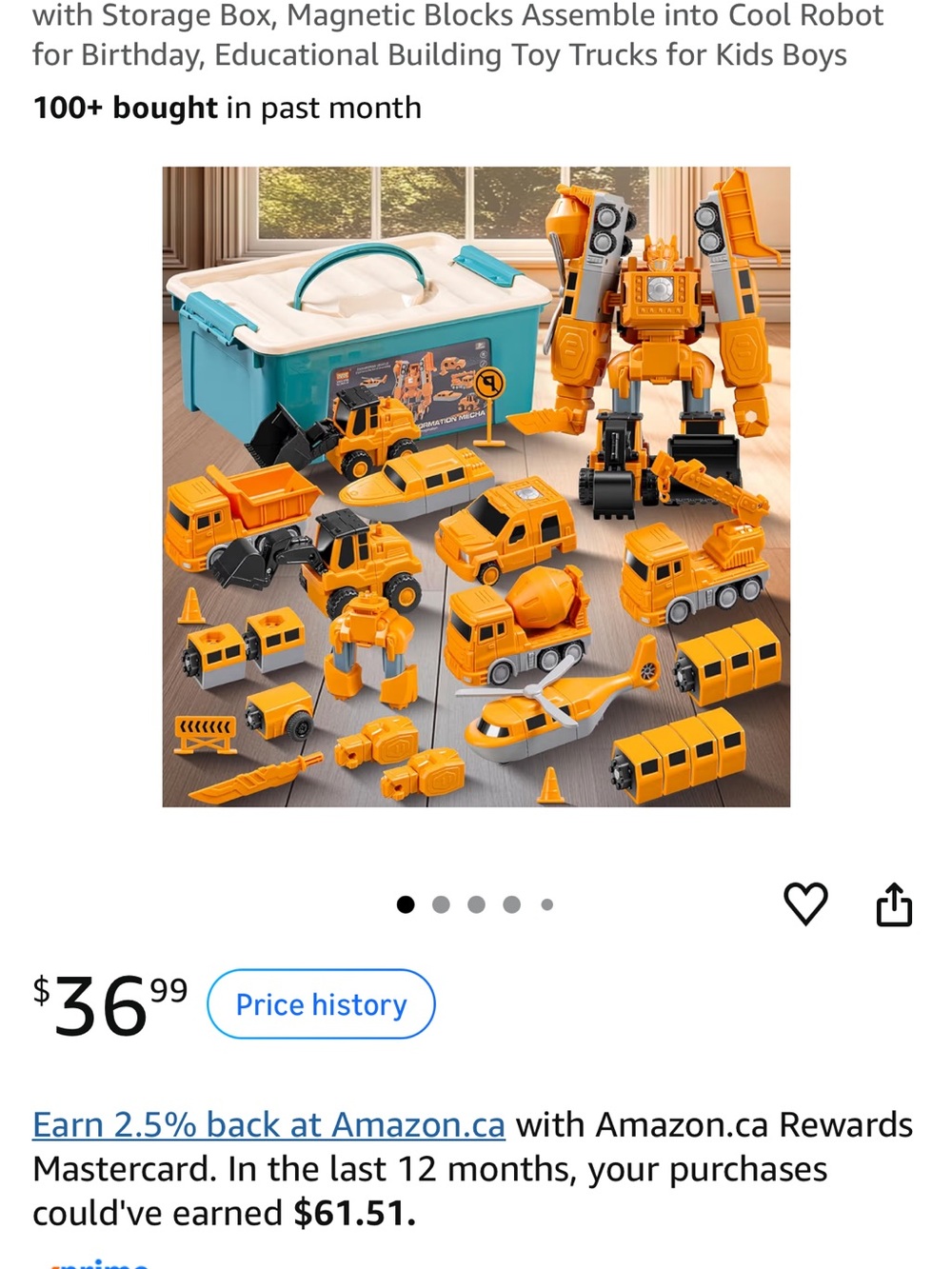 Educational Magnetic Construction Truck and Robot Playset - Orange